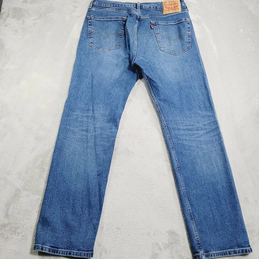 Levi's 505 Jeans Mens 32x30 Blue Med Wash Regular Straight Zip Fly Stretch Denim